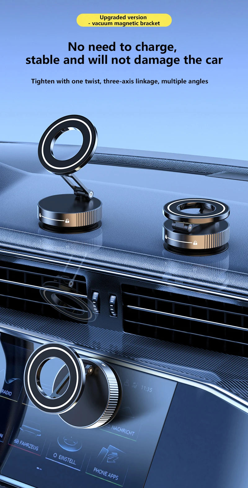 Magnetic Car Phone Holder – Foldable & Adjustable
